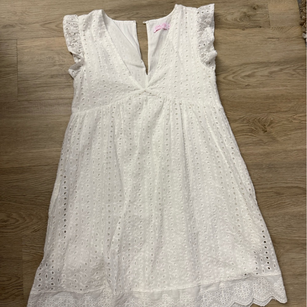 Pink Lily White Eyelet Mini Dress